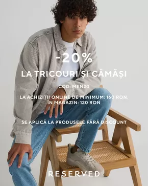 Catalog Reserved Galați | -20% la tricouri și cămăși | 2024-10-14 - 2024-10-31